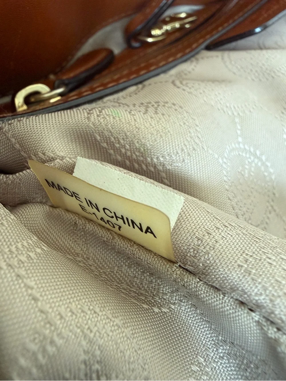 Michael Kors Hamilton Signature MK Logo Lock Satchel Vanilla Brown Leather